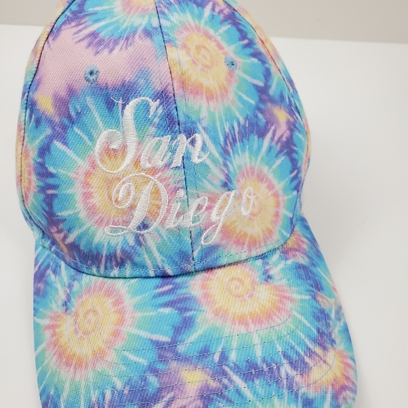 Vintage San Diego California Tie Dye Starburst Hippie Hat Cap OSFA Smith Novelty - Picture 5 of 9